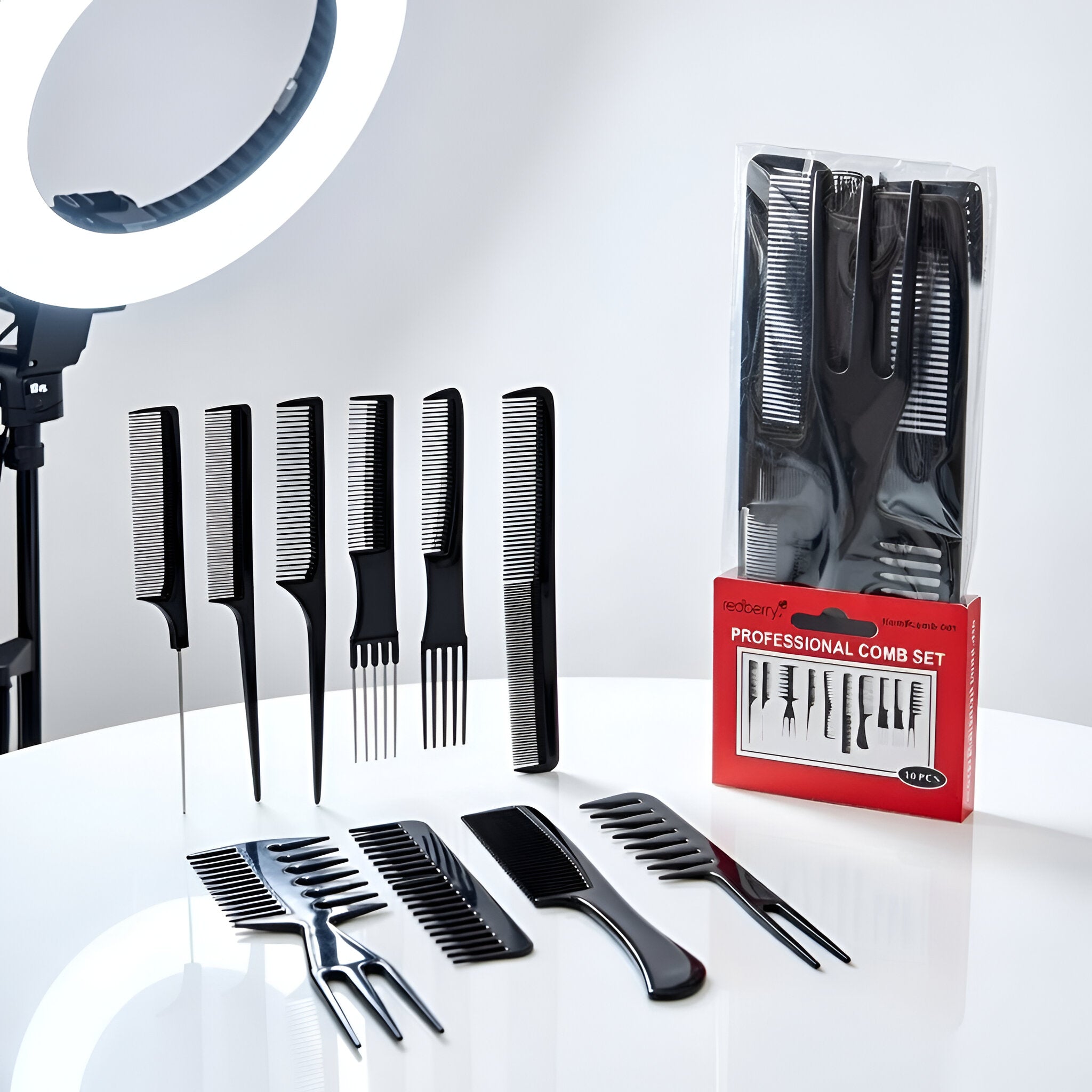 Professional Salon Hair Comb Set – Pack of 10 Styling Combs for Cutting, Teasing & Sectioning