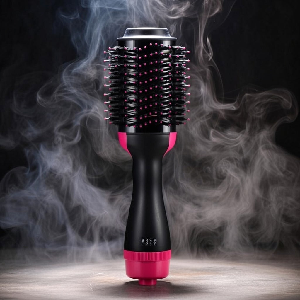 Heat Control Hair Dryer Brush – 1000W Ionic Volumizing & Straightening Hot Air Brush with Temperature Control