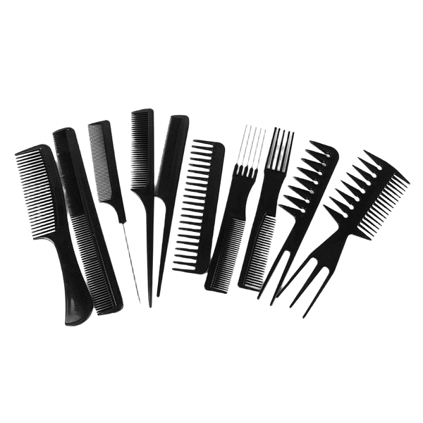 Professional Salon Hair Comb Set – Pack of 10 Styling Combs for Cutting, Teasing & Sectioning